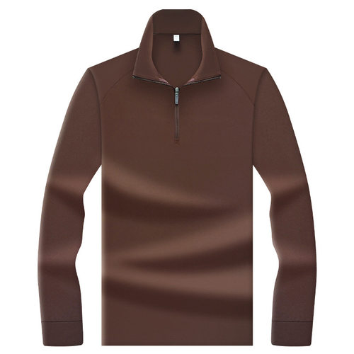 高档7A抗菌高级轻奢男士净版半拉链长袖POLO衫半高领保暖打底休闲