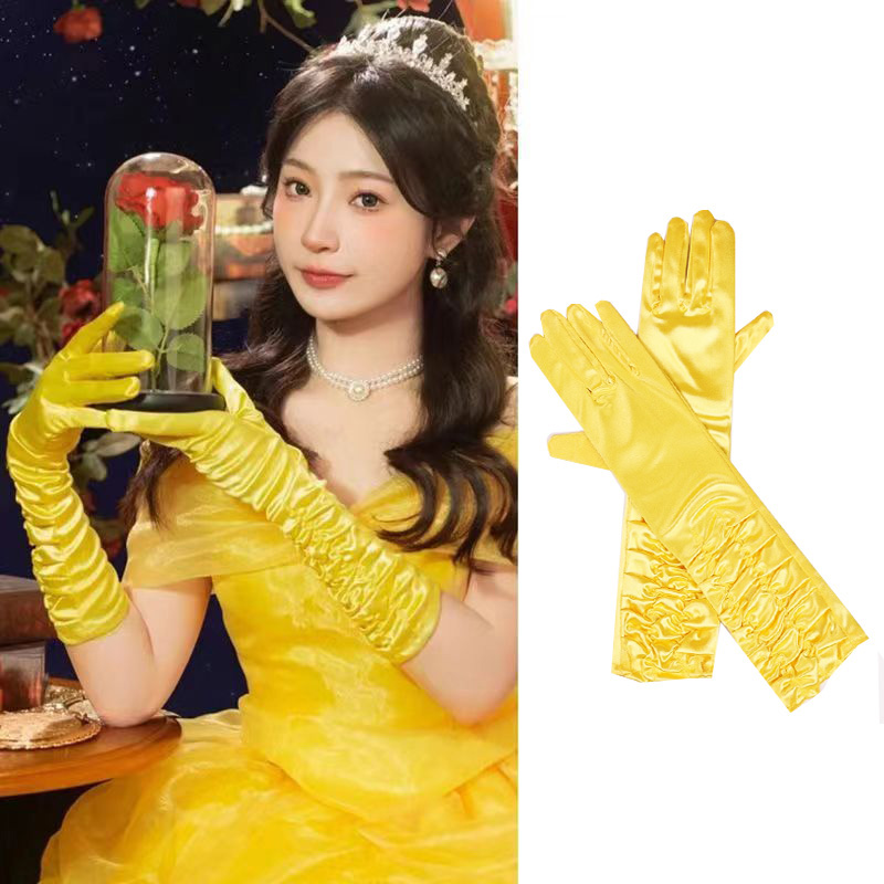 雪梦羊长款拍照缎面手套高级感