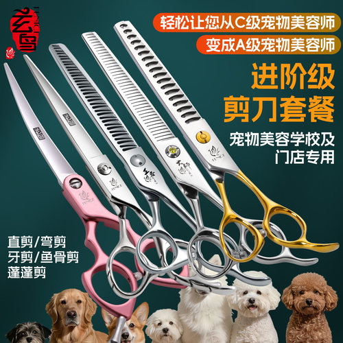 玄鸟宠物美容剪刀套装直剪弯鱼骨