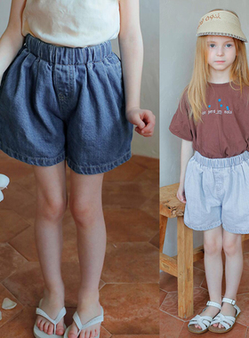 锦小和和bien韩国童装女童夏季裤子2025新款儿童软牛仔透气薄短裤