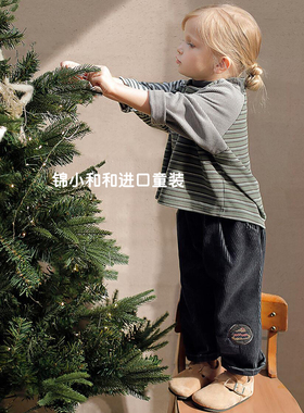 锦小和和bien韩国童装女童灯芯绒裤子2025冬款磨毛软厚贴布休闲裤