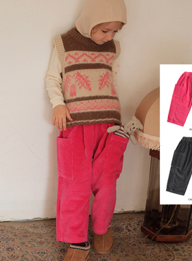 锦小和和bien韩国童装女童洋气裤子2025秋冬儿童磨毛灯芯绒休闲裤