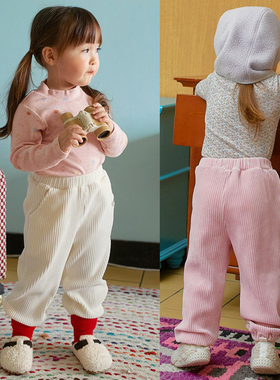 锦小和和 amber韩国童装女童裤子2025新款时尚秋冬儿童灯芯绒裤子