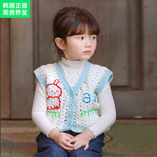 amber韩国童装 儿童无袖 女童马甲针织背心2024新款 锦小和 开衫 毛衣