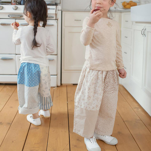 女童春款拼接童趣休闲裤