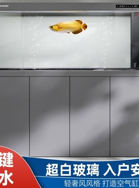 闽江鱼缸客厅家用中大型水族箱免换水底过滤轻奢风超白玻璃龙鱼缸