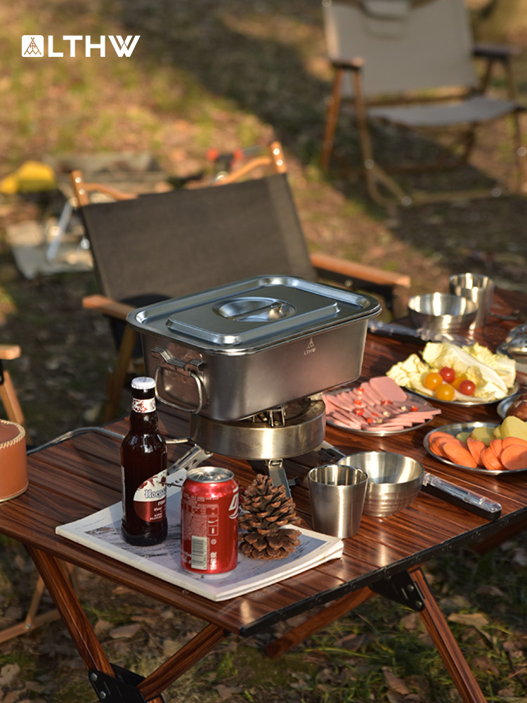 lthw旅腾火锅套装户外锅具便携露营装备家庭野餐炊具锅碗盘筷子勺