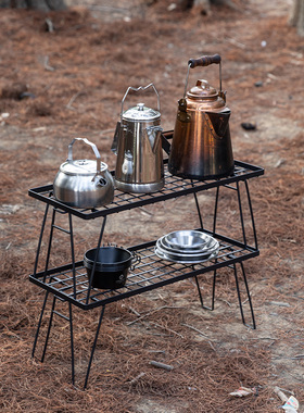 CAMPINGMOON柯曼户外折叠网桌野营置物架露营便携装备重叠多用桌