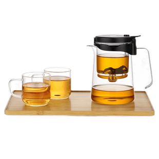 邦田全玻璃内胆飘逸杯泡茶壶茶具 办公室按压式可拆洗过滤冲茶器