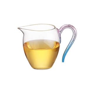 尚明公道杯耐高温高硼硅玻璃高档分茶器彩色带把公杯茶海茶具配件