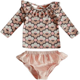 韩国儿童泳衣防晒女童分体可爱公主小花温泉泳装中小童度假游泳衣