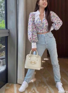 S-M穿 PACO RABANNE 法式碎花洋装衫 810