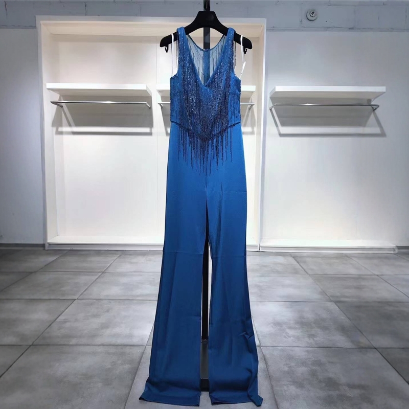 S-小M穿 FABIANA FERRI 蓝色流苏连体裤 810