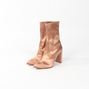 短靴 37.5码 雅致香槟金缎棉时装 WE0ITZMAN 1355 ST0UART