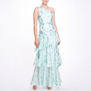 XS-S穿 MARCHESA NOTTE 淡蓝色织花礼服裙 1388