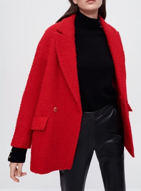 S-M穿 MAXX 红色羊毛外套 810