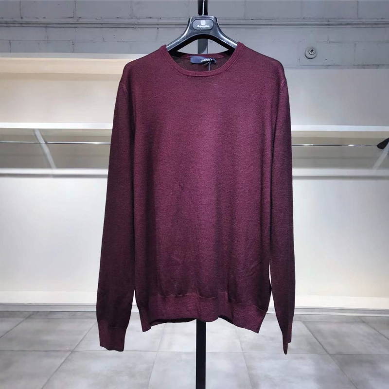 L-2XL穿 LARDINI 男款酒红色羊毛衫 710