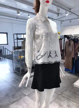 S-M穿 CAVALLI CLASS 漂亮织花洋装衬衣 470