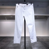 XL穿 JEANS 白色女士微弹纽扣棉质高腰牛仔裤 338