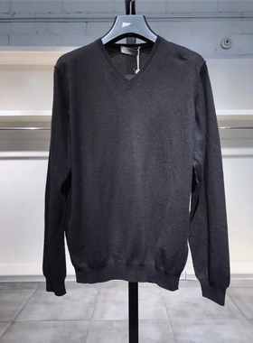 M-L穿 CRUCIANI 男士V领套头纯色休闲商务针织衫 710