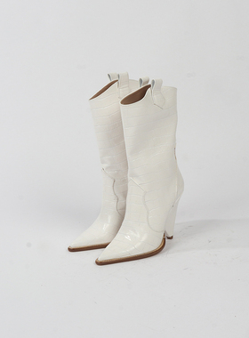 36码 AL0DO CASTAGNA 粗跟秋冬显瘦不过膝长筒靴 855