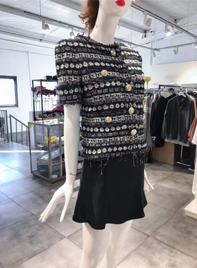 M-小L穿 BA 漂亮亮片织锦洋装外套 3060