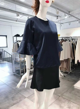 XS-小M穿 VA GA 深蓝色廓形洋装衫 1355