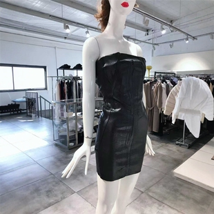 XS-S穿 RICK OWENS 性感包臀裙黑色设计感紧身连衣裙 1588