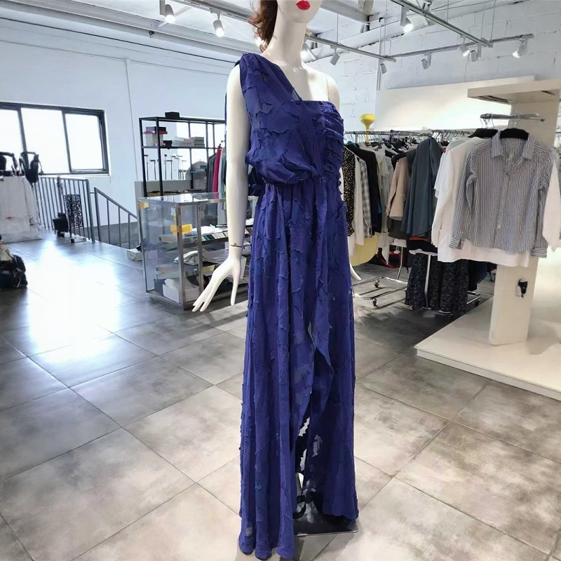 S-M穿 FEDERICA TOSI 深蓝色立体织花连衣裙 810