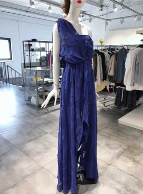 S-M穿 FEDERICA TOSI 深蓝色立体织花连衣裙 810