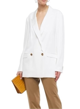 S-M穿 IR0O 通勤双排扣女士职业装白色西装外套 766