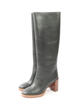 37.5码 GA0BRIELA HE0ARST 墨绿色牛皮时装高靴 2180