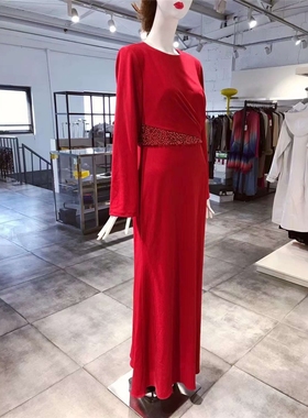 S-M M-L穿 BADGLEY MISCHKA 红色修身显瘦鱼尾晚礼服裙 1510