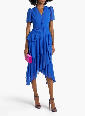 S-M穿 BADGLEY MISCHKA 宝蓝色洋装连衣裙 899