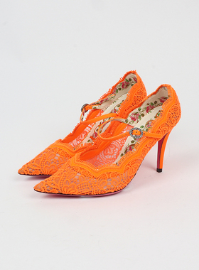 35.5码 GU 漂亮橙色时装高跟鞋 1630