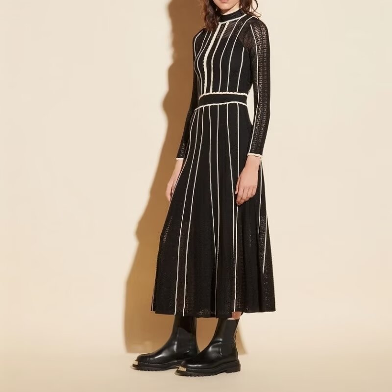 S-M穿 SAXX 欧式条纹针织连衣裙 810