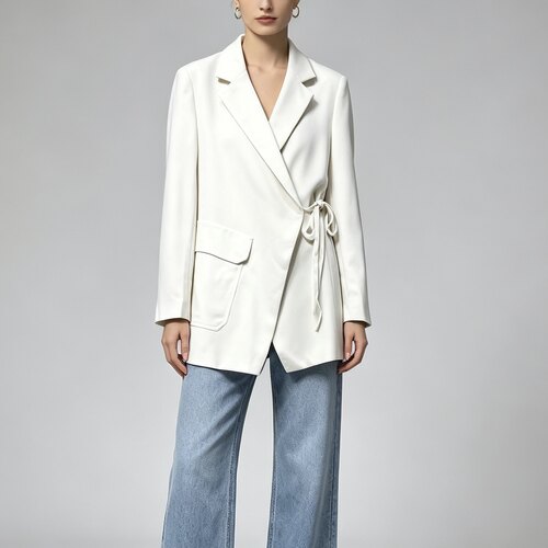 S-小M穿 TOPSHOP 米白色系带洋装外套 455