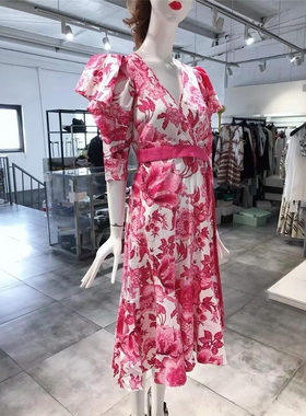 XS-S-M穿 DIANE VON FURSTENBERG 淑女风花卉印花女装连衣裙 855