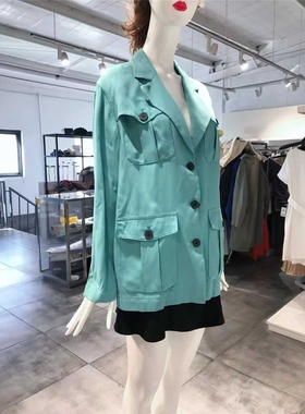 L-XL穿 EM ARM 湖蓝色洋装外套 820