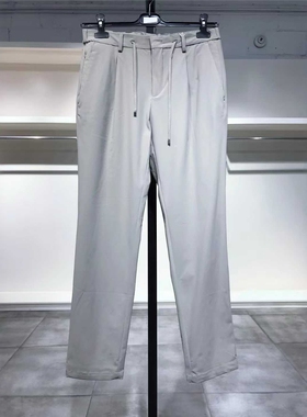 S-M穿 PAOLONI 男士灰色抽绳设计休闲裤 530