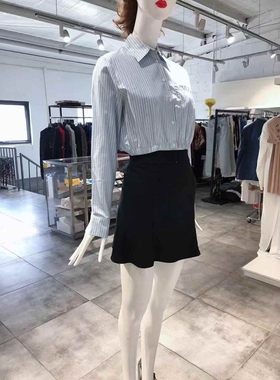 MAXX 淡蓝色竖纹洋装衬衣 455