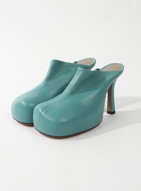 35.5码 BO0TTEGA VE0NETA 蓝色油润羊皮时装拖 1510