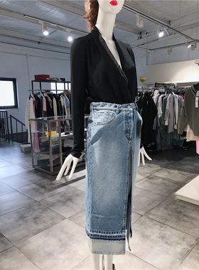 S-M穿 N21 优雅磨白牛仔半裙 710