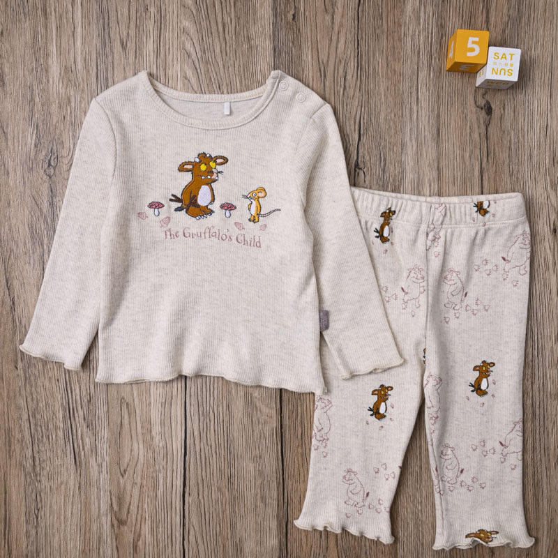 外贸欧美 女宝春秋螺纹棉上衣长袖T恤长裤子打底裤婴儿两件套装,童装/婴儿装/亲子装,套装,淘宝优惠券,粉丝福利购,淘宝优惠卷