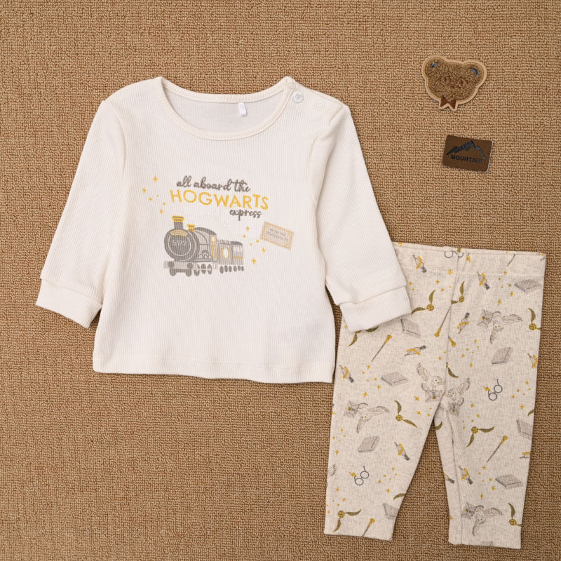 外贸欧美 宝宝春秋螺纹棉上衣长袖T恤长裤子打底裤婴儿两件套装