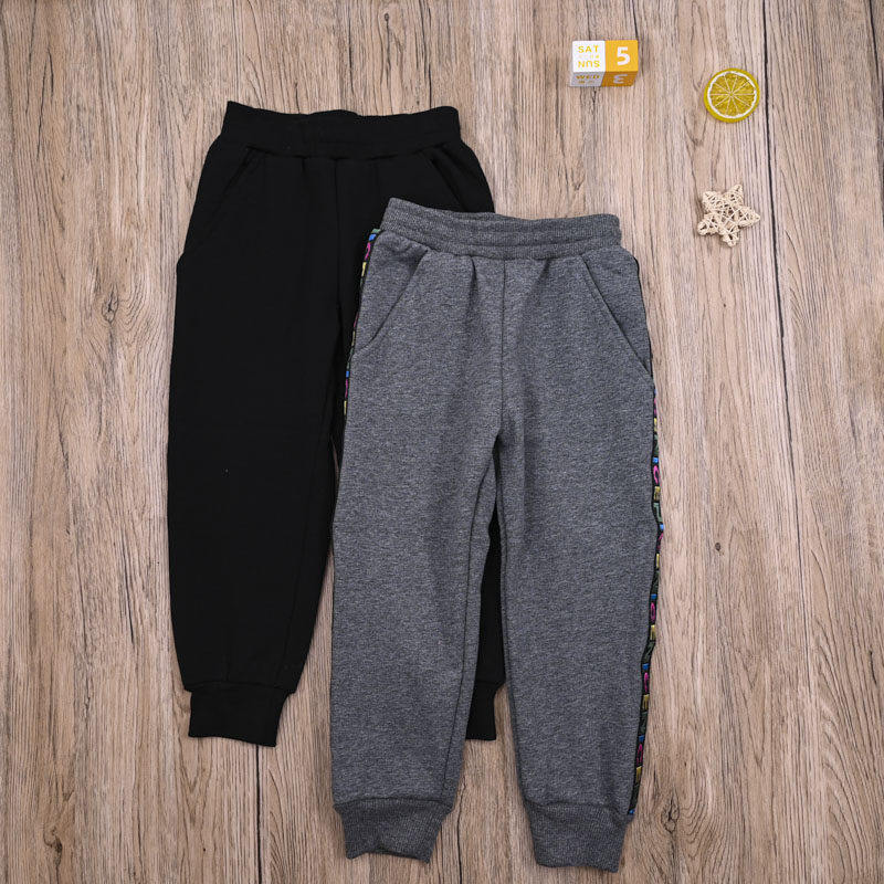 国内单女宝春秋冬款卫裤运动裤长裤子女童加绒休闲裤哈伦裤小脚裤