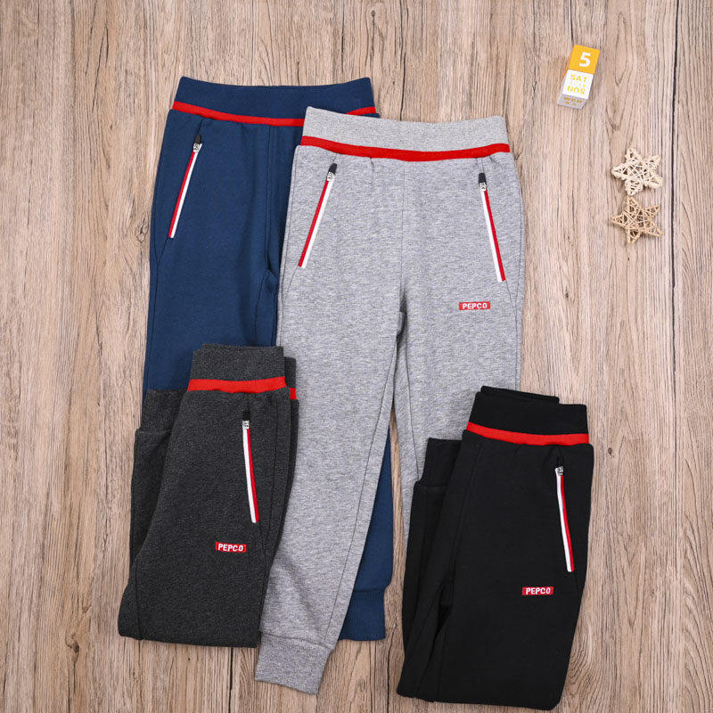 国内单 男宝春秋哈伦裤运动裤卫裤长裤子 男童毛线圈休闲裤小脚裤