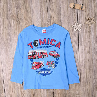 外贸日单 男宝春秋圆领打底衫男童套头衫棉质卡通休闲长袖T恤上衣