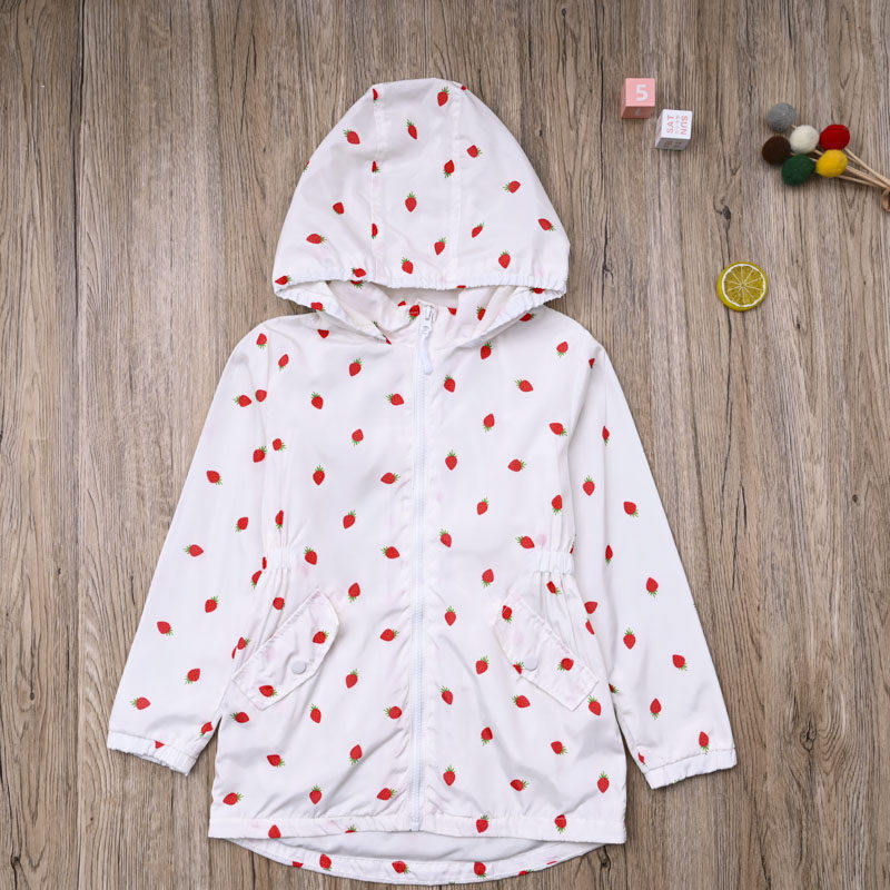 外贸欧美女宝休闲风衣外套女童春秋双层拉链衫连帽中大童可爱开衫