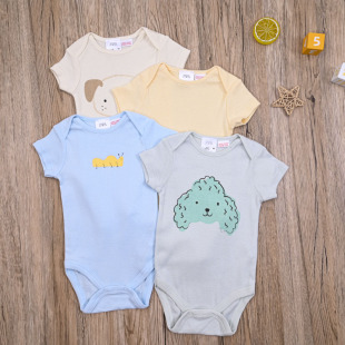 ZR外贸欧美宝宝夏季 三角爬服婴儿套头开档包屁衣三角哈衣 纯棉短袖